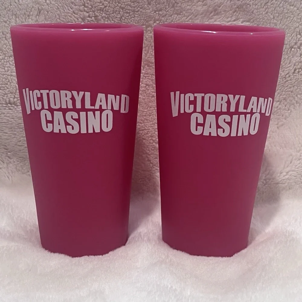 Lot of 2 EC Silipint BPA Free‎ Silicone Cups Victoryland Casino Pink UNBREAKABLE